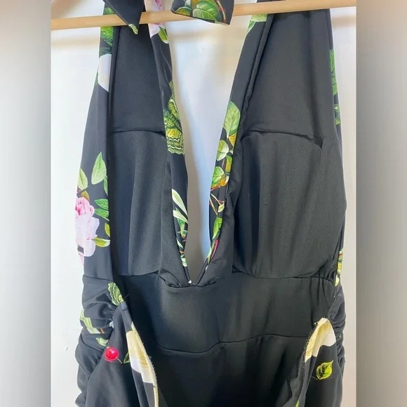 Cupshe Women's One Piece Bikini Floral Low Cut‎ Deep V Neck Backless XXL - Picture 7 of 11